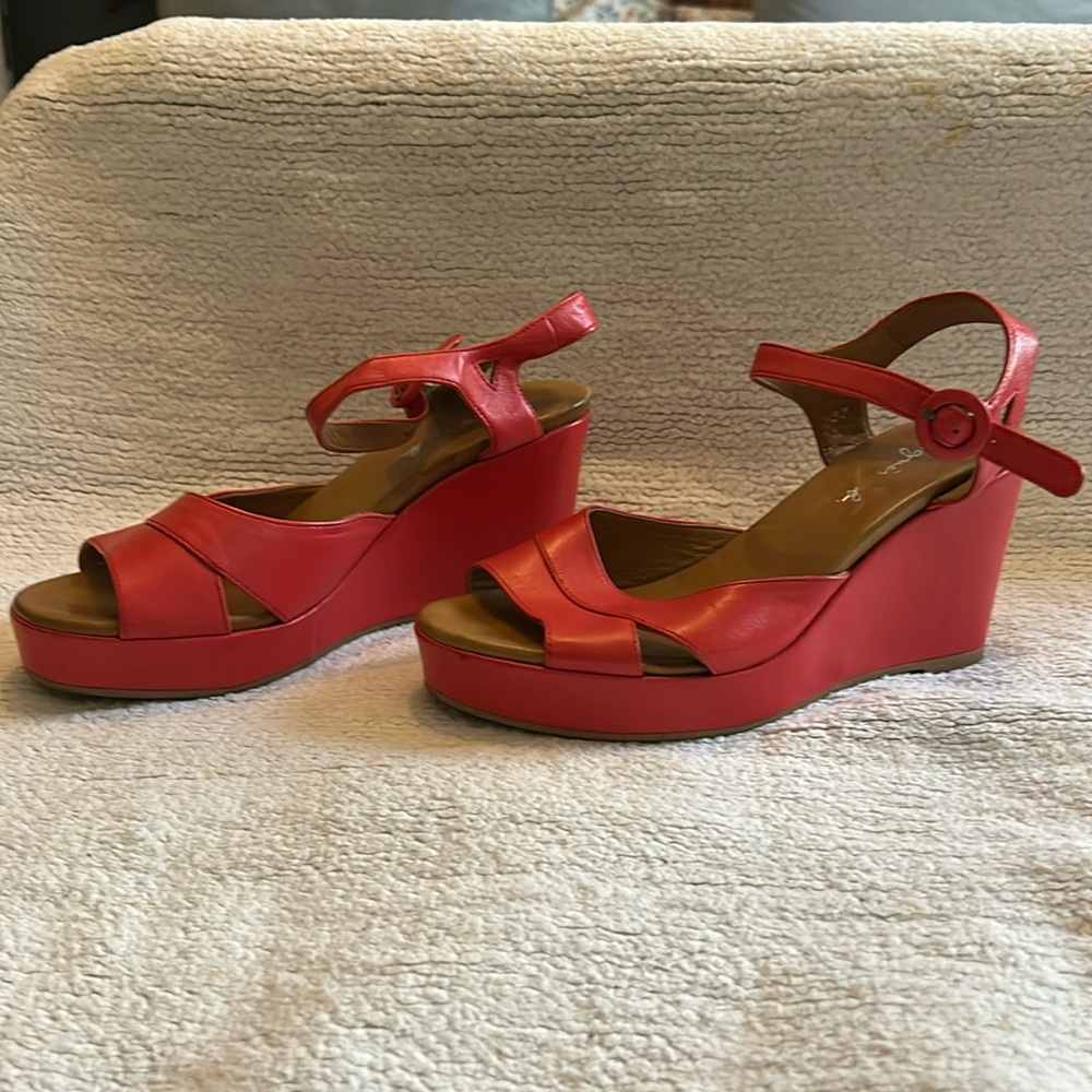 Agnes B. red platform sandals